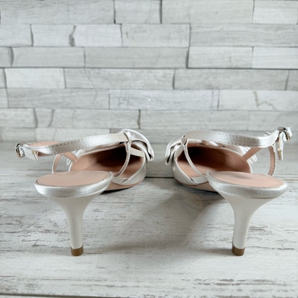 Kate Spade New York Ivory Marseille Bow Satin Slingback Pump Size 7.5 New - Picture 8 of 15